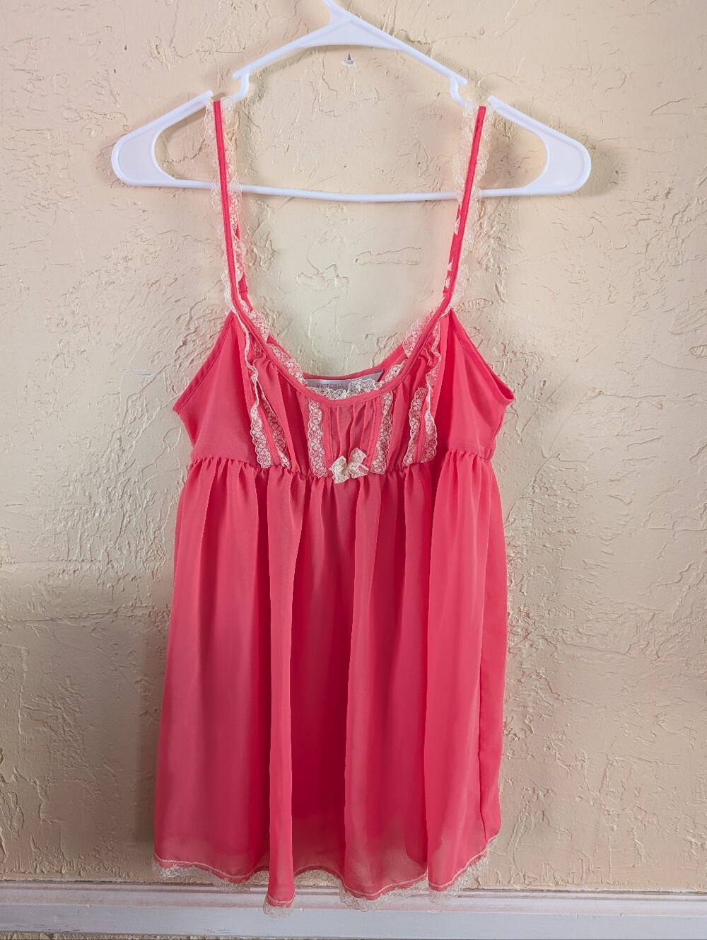 Victoria's Secret Coral Pink Lace-Trim Lingerie Top Size M